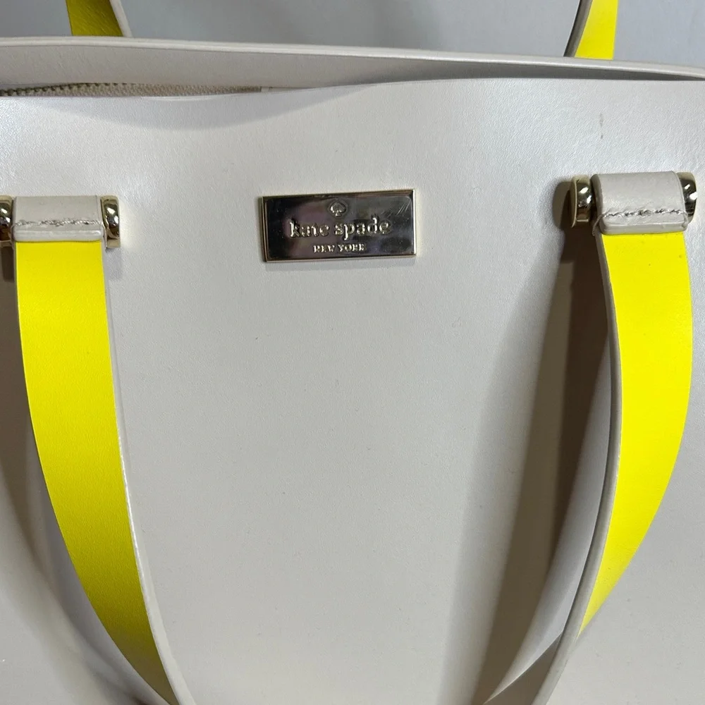 Kate Spade Cream Tote with Yellow Straps - Picture 2 of 3